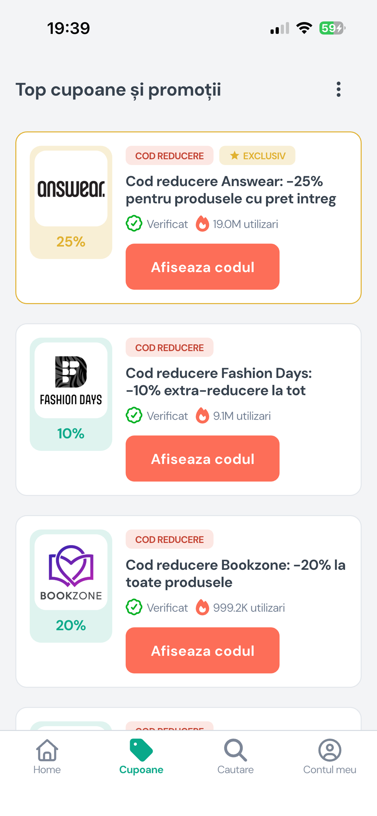 Top cupoane și promoții